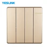 White And Golden European Style 4 Gang 1 Way Electric Wall Switch