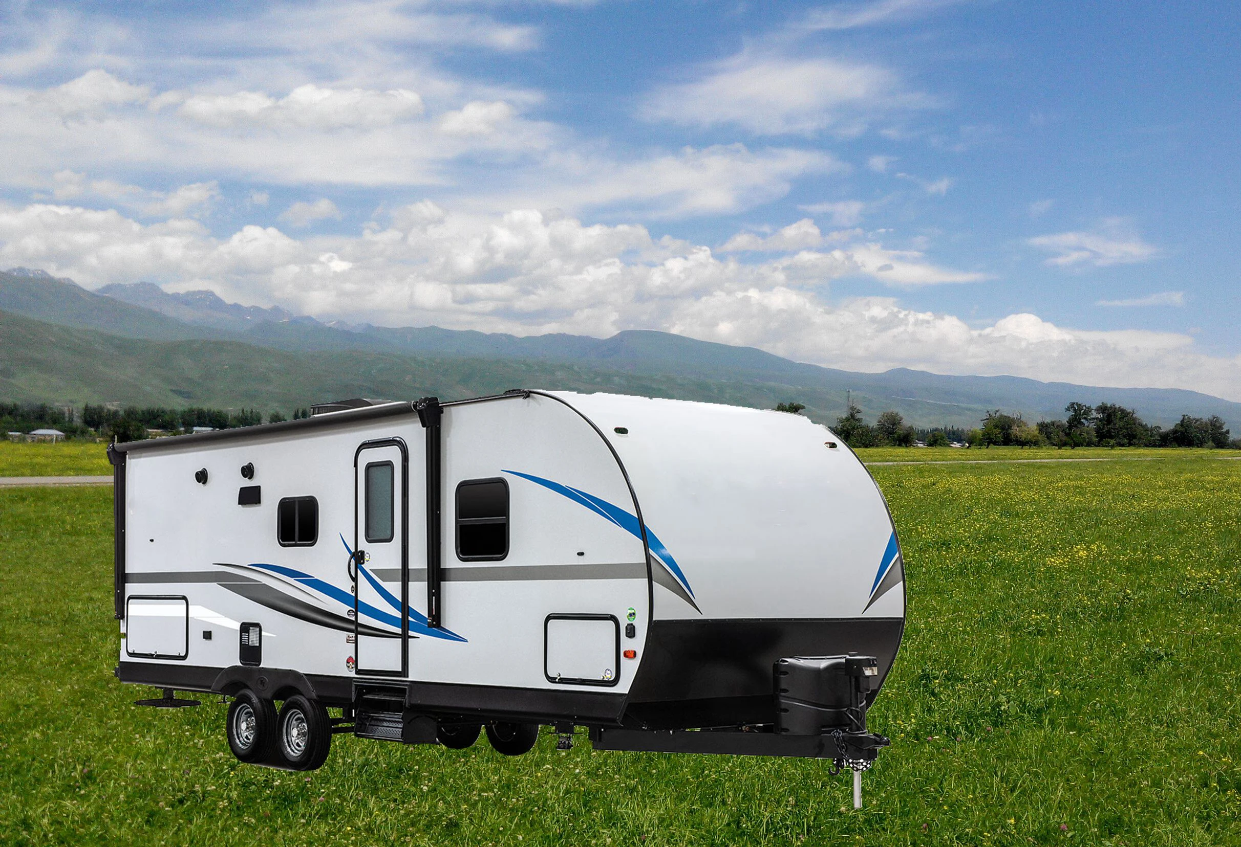 lightweight traction motorhome rv camping caravan with awning