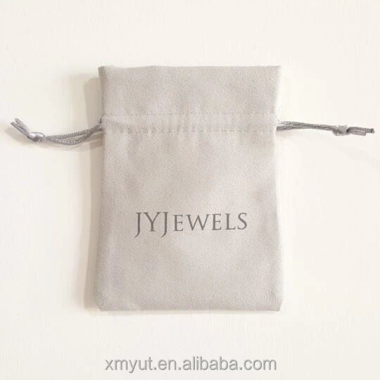 8*10 cm Pink Bijoux Custom Suede Cloth Jewelry Bags, Customized Drawstring Bag Suede Jewelry Pouch with logo