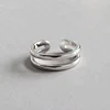 S925 Sterling Silver Simple Geometric Wide Gloss Double Opening Ring