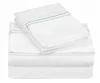 Customized single double queen king luxury embroidered white hotel flat sheet bed sheet fitted sheet set for wholesale