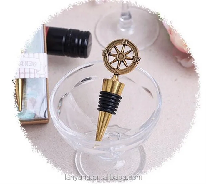 Our Adventure Begins Bottle Stopper Antique Bronze Metal Compass Winery