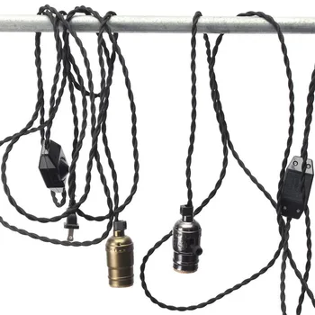 Black Fabric Cable Plug In Pendant Lighting Kit Ing With On Black Fabric Cable Plug In Pendant