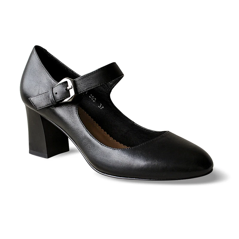 block heel shoes leather