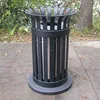 Black steel pipe outdoor waste bin/street litter bin/garbage disposal bins