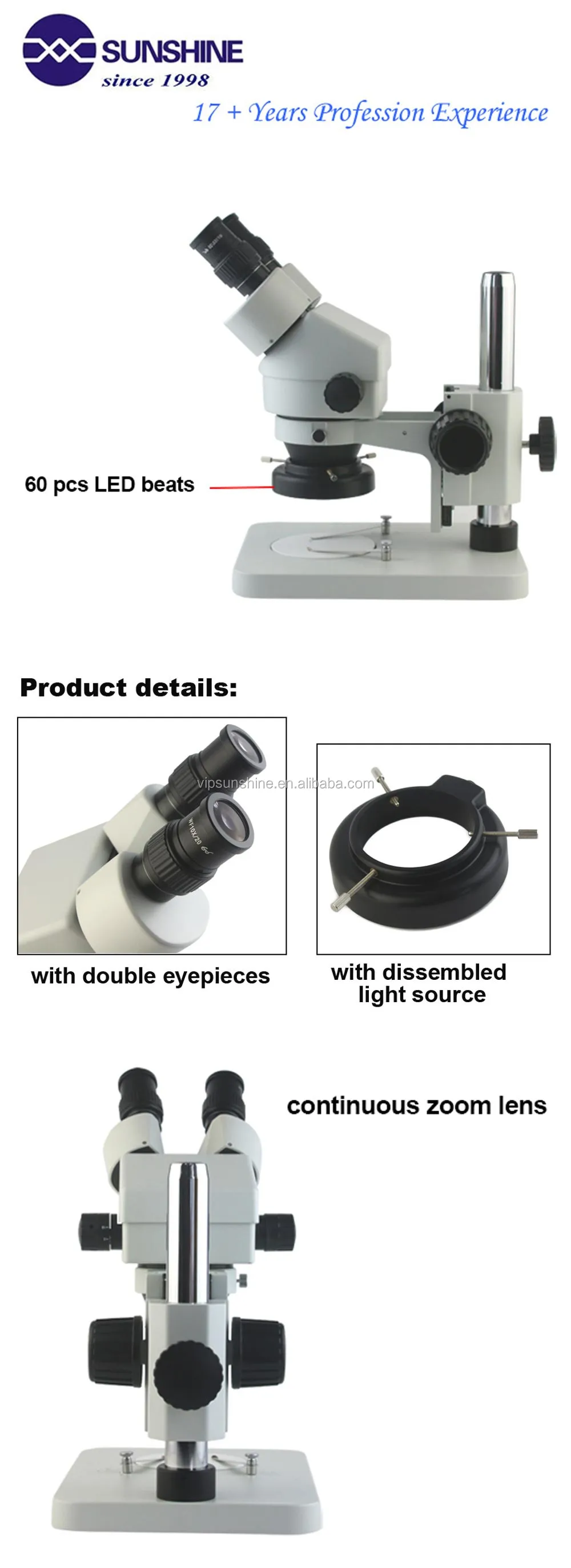 Sunshine Szm45b1 Stereo Microscope Binocular With Continuous Zoom Lens Microscope Buy