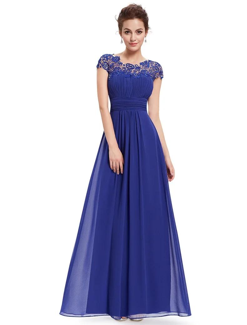 Синее длинное шифоновое платье