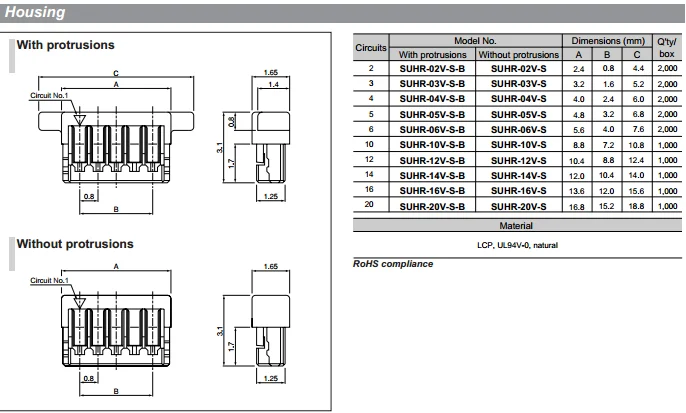 Jst Original Suh Connector Suhr-03v-s-b - Buy Ph Connector,0.8mm Pitch ...