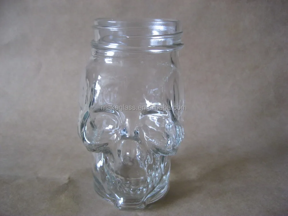 skull shaped mason jars , skull mason jars with lid and straw, View