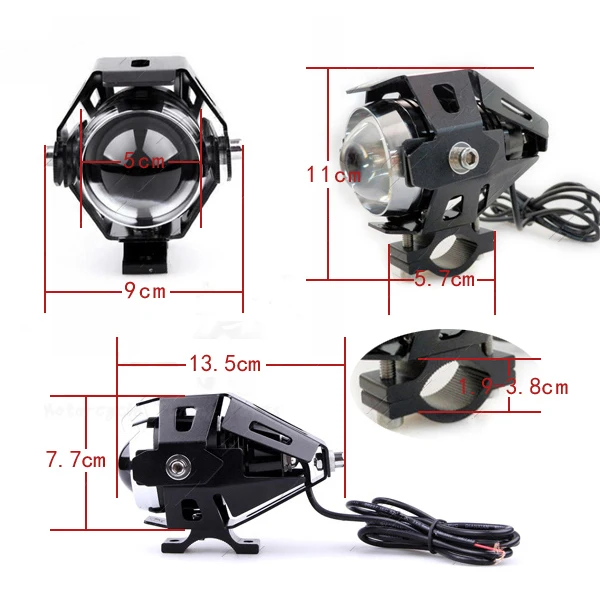 Eurolite Motorcycle LED Lighting U5 Universal LED Motorcycle High Beam Lights with Different Housing Colors