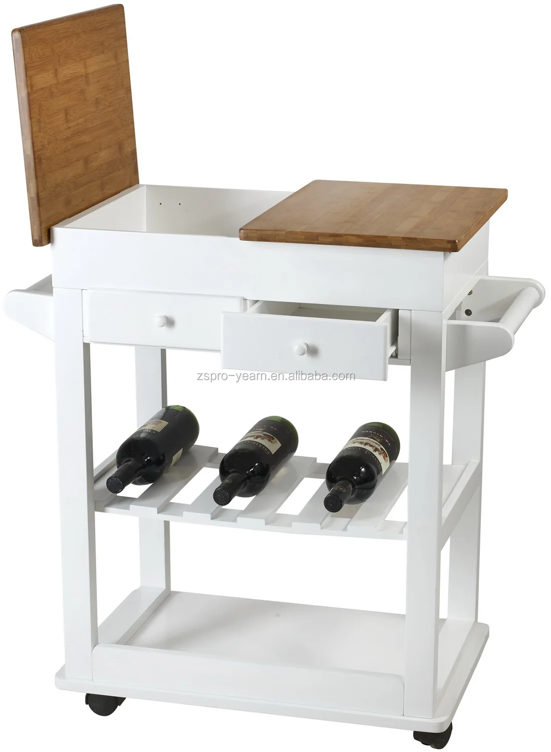 Moderne houten bamboe keuken serveerwagen met tafel boards laden ...