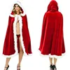 Adult Female Christmas Mantle Costume Long Sleeve Shawl Show Christmas Flannel Stage Cape Santa Claus Dress Up