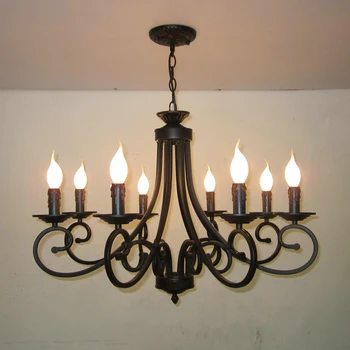 Traditional Classical Lighting Wrought Cast Iron Black Candle Lamp