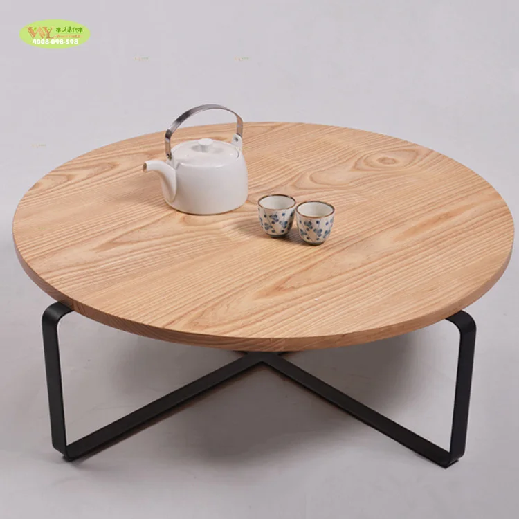 Woonkamer meubels ronde salontafel wit hout/franse eiken ronde bijzettafel effen stave