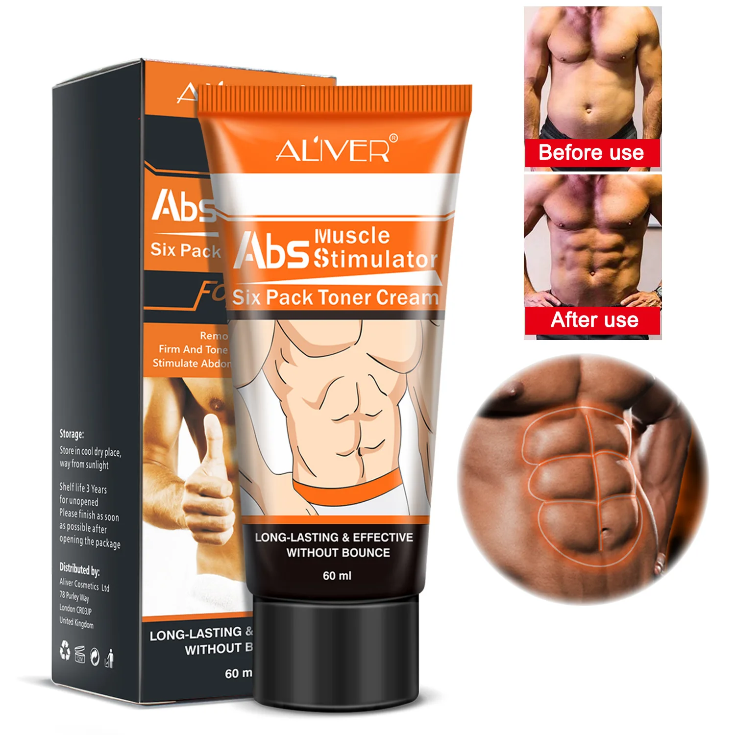 ALIVER Men Abdominal Muscle Six Pack Toner Muscle Stimulator Fat burning Slimming Abdominal Muscle Cream