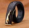 Men's Copper Leopard Buckle Genuine Leather Belt for business Men