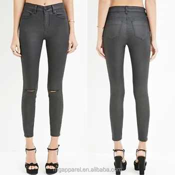 black shiny jeans