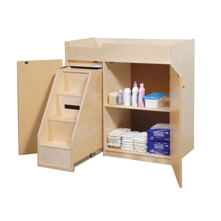 Toddler Changing Table With Stairs Kids Daycare Furniture Wood