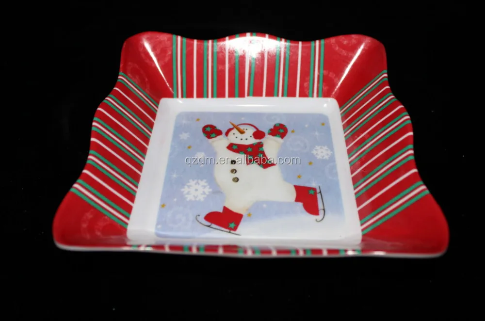 Christmas Theme Melamine Wavy Square Bowl
