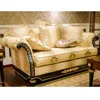 YB69-2 Noble Replica Venetian Gold Three Seater Sofa with Ivory Soft Fabric, Luxury Italian Villa Furniture