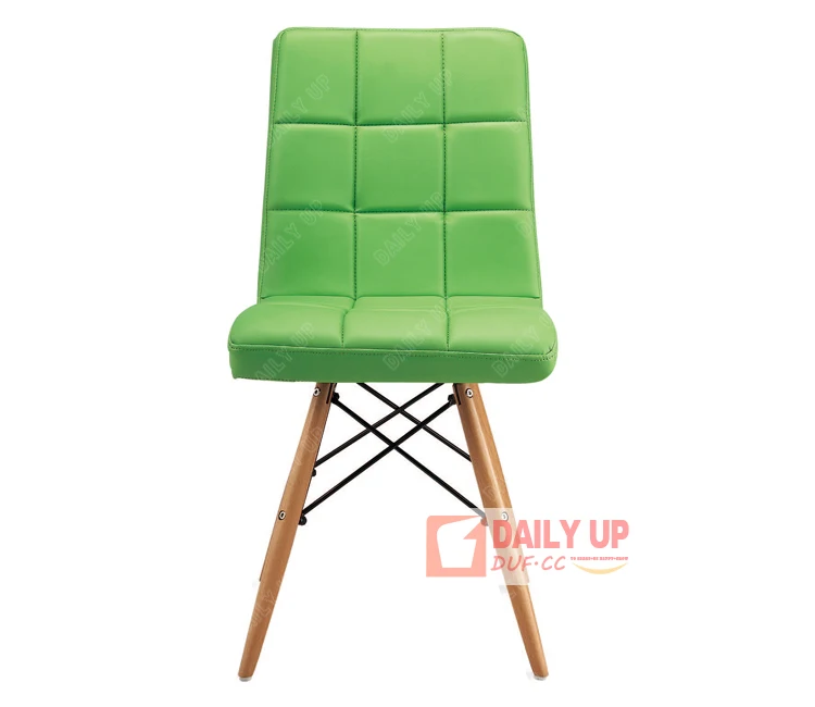 Stylish Upholstered PU Leather Dining Chair With Wooden Leg Padded Cushion For Kitchen Restaurant Coffee Shop