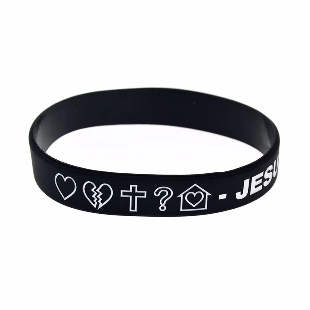 Wholesale 50pcs/lot Love Jesus Silicone Wristband Religious Bracelets