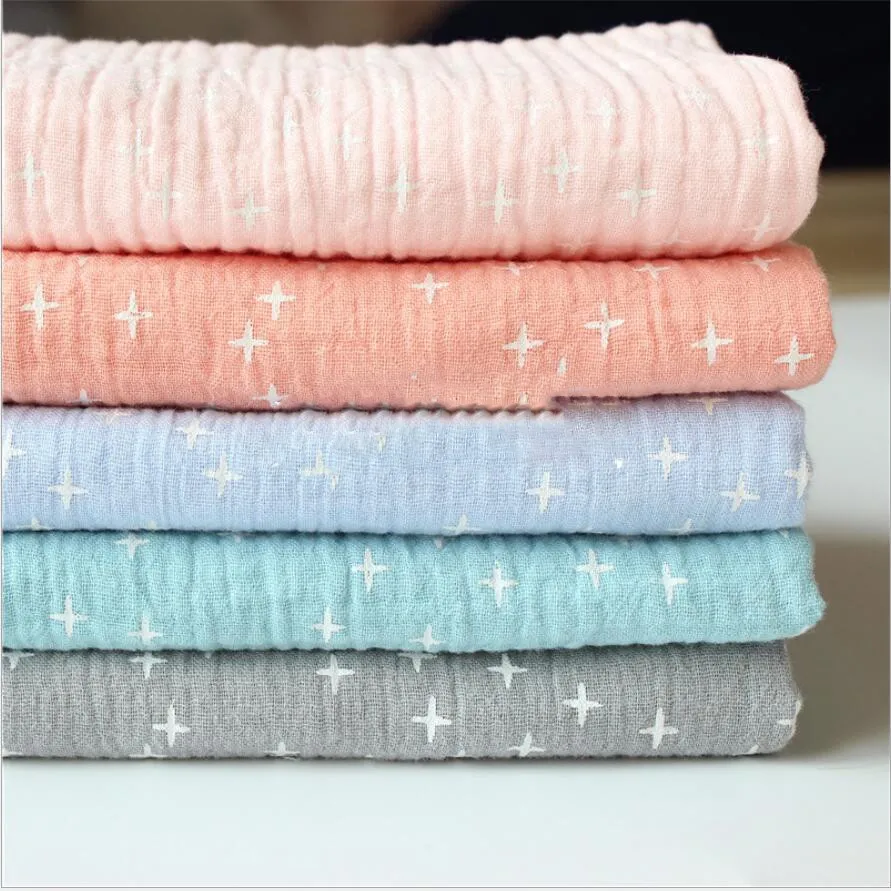 100 Print Cotton Gauze Fabric Double Layer Knit Fabric Printed Gauze