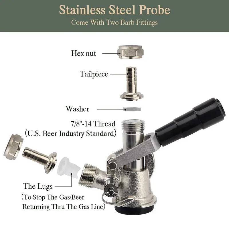 Sankey D Type Kegerator,D Tap With Stainless Steel Probe,Keg Coupler D