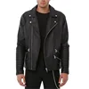 OEM Wholesale Black Snap Buttons Zip Front Faux Leather Jacket Men
