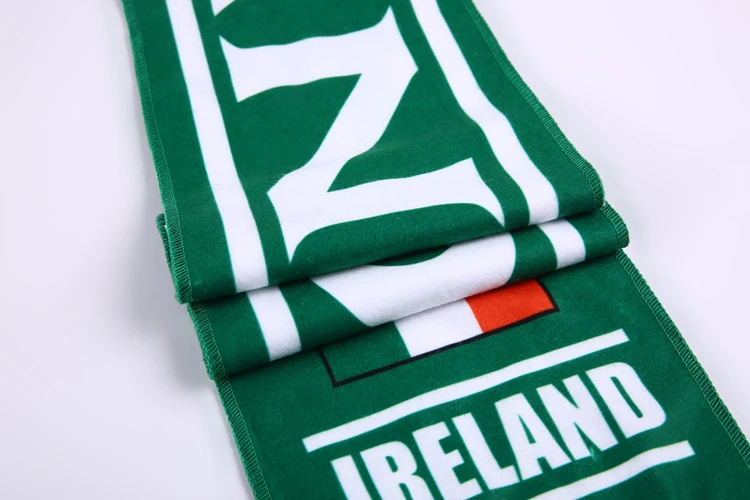 High Quality Free Sample Football Scarves Suppliers Maker Shop Irish Soccer Scarf Hanging Mens