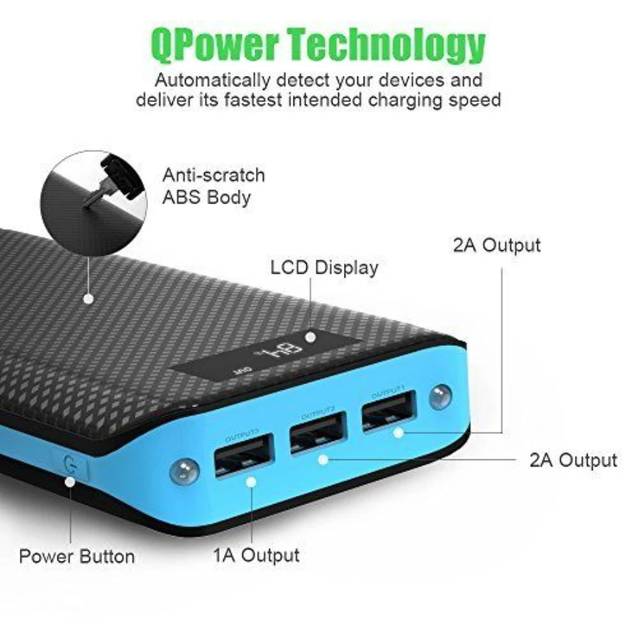 Portable 24000mAh Power Bank 3 USB LED Light Backup Battery Charger For iPhone X 8 Samsung High Quality - ANKUX.COM