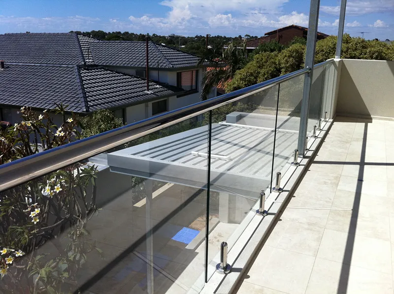 Swimming Pool Glass Spigot Railing / Round Friction Glass Balustrade
