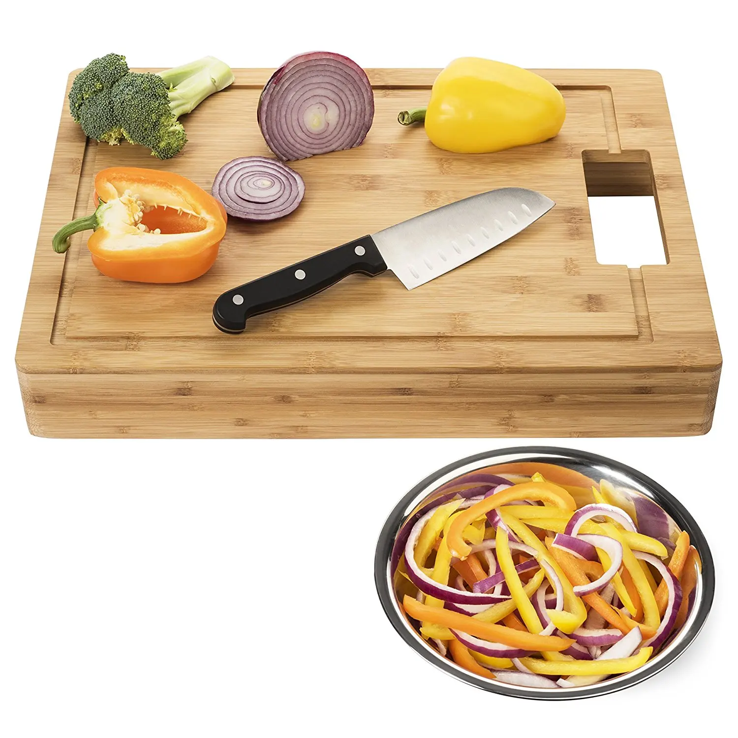 Luxury Large Cutting Board With Stainless Steel Bowls Buy Large