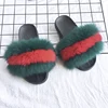 Wholesale Women Fur Slides Slippers Real Fox Fur Slides Genuine Fur Slide Sandals