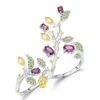 Abiding 925 Sterling Silver Rhodolite Garnet Double Adjustable Finger Rings for Women Jewelry
