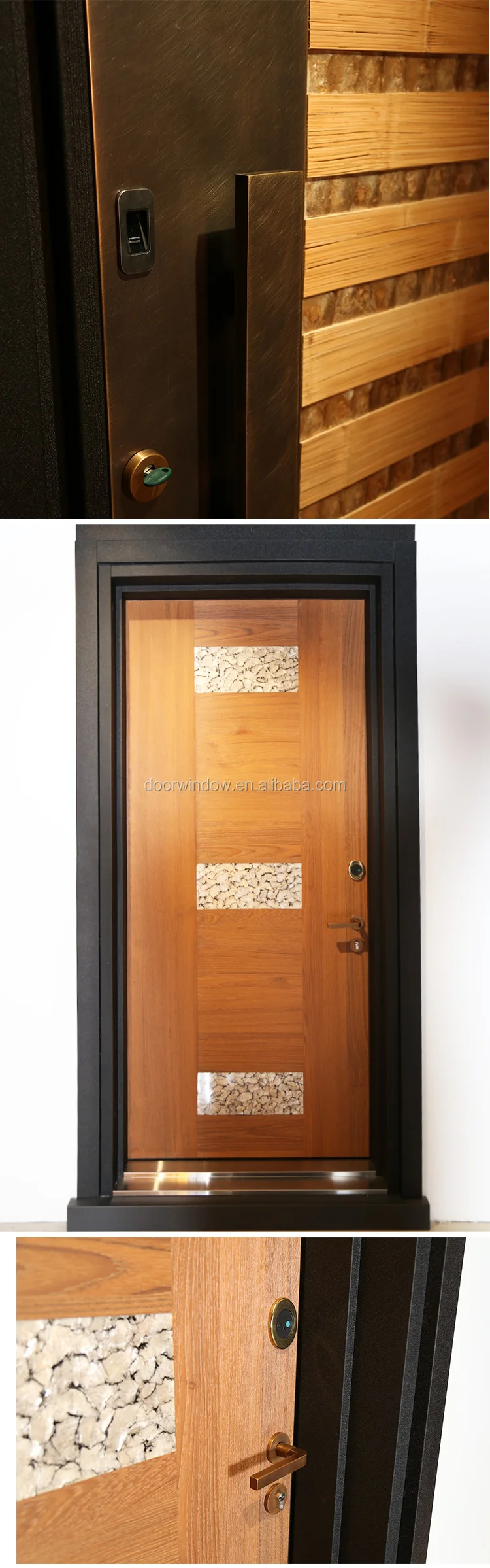 One sash entry door main door designs made of oak with horizontal staves