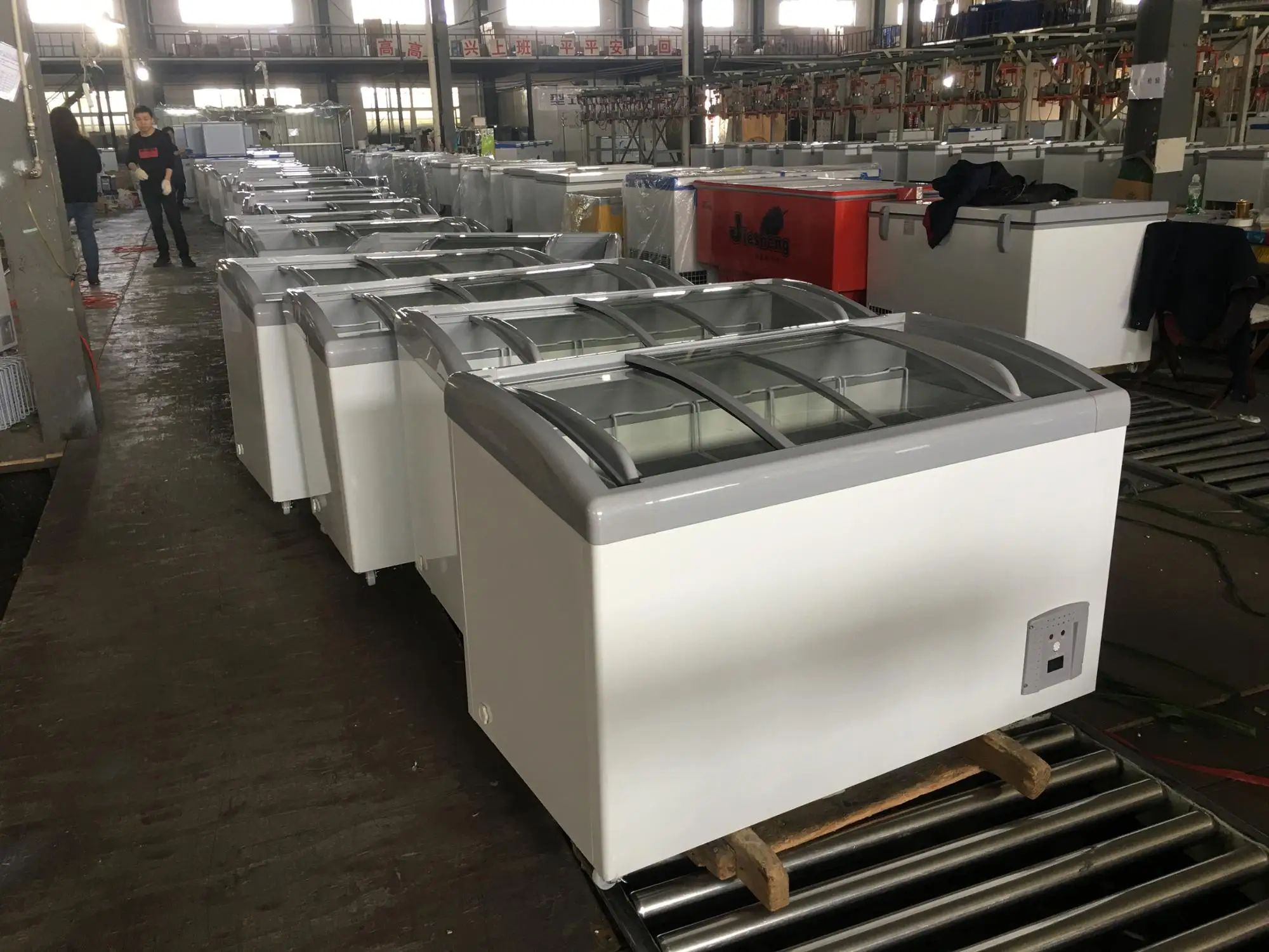 Supermarket Ice Cream Chest Freezer Display Freezer With Curved Sliding