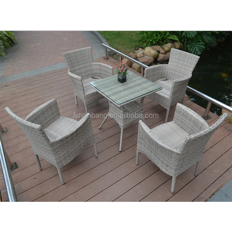Outdoor Rattan Wicker Patio Furniture 4 Seater Garden Dining Table