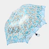 Deluxe UV Clear Black Dome Lace Art Embroidery folding Sun Umbrella for Ladies,Superior Anti UV Triple Fold Parasol with Lace