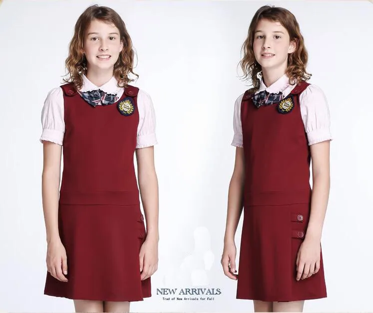 maroon school pinafore