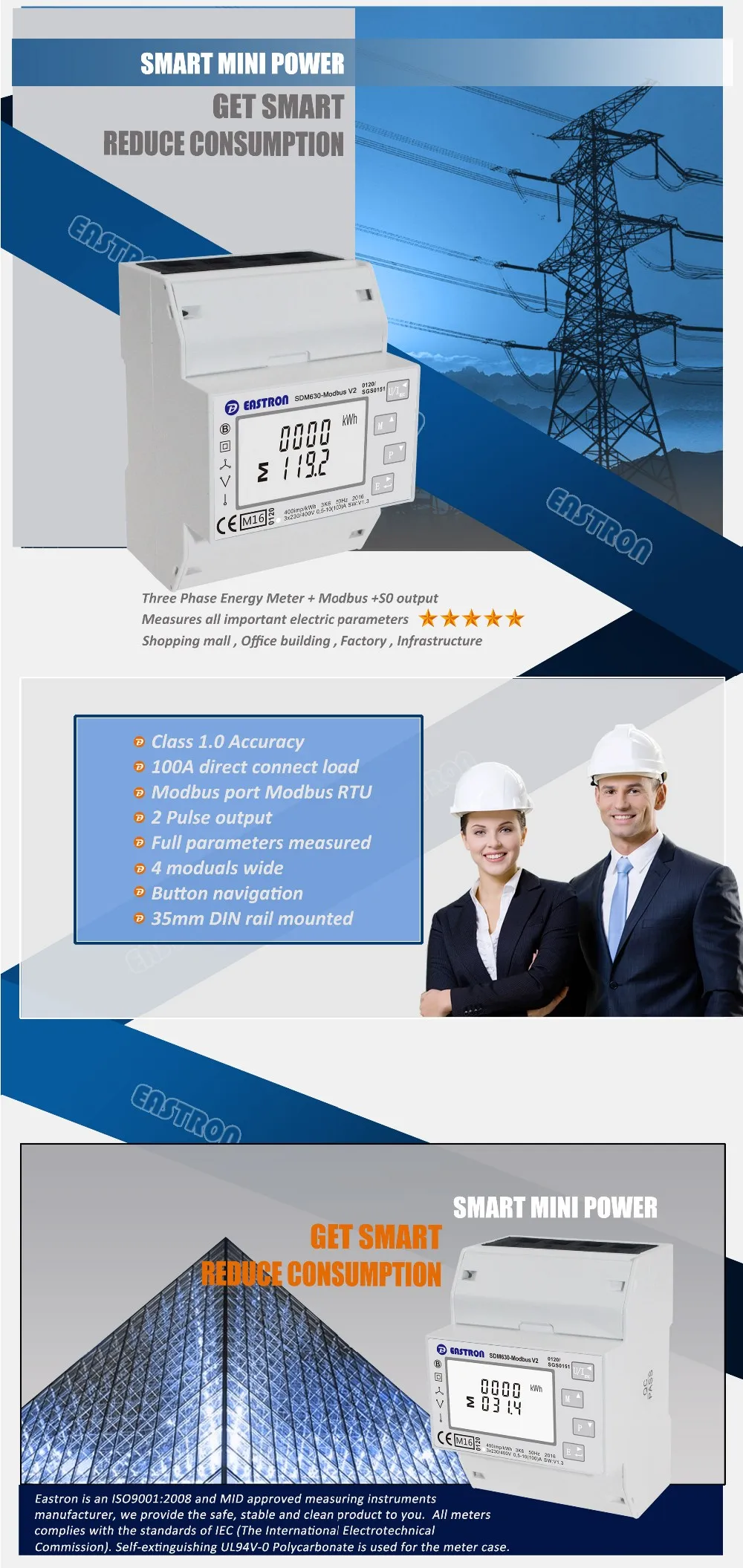 SDM630-Modbus V2, Three Phase Bi-directional Solar PV Energy Meter ...