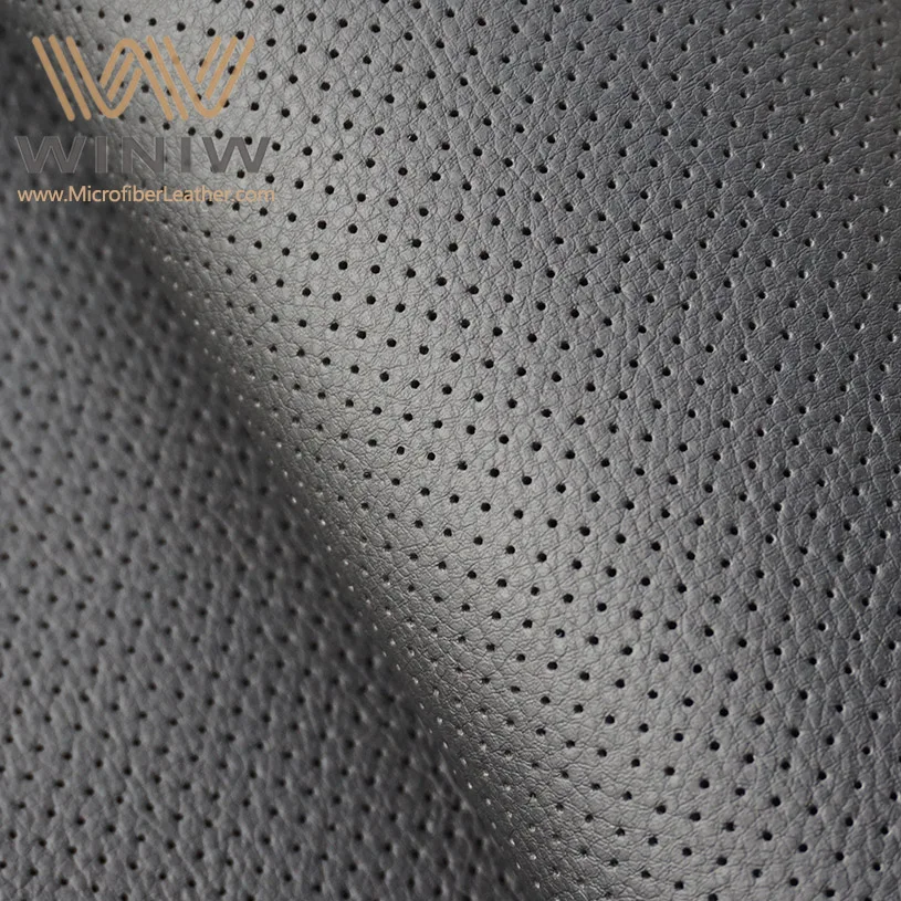 Black Automotive Microfiber Perforated PU Leather Fabric Eco-friendly 1.2mm In Stock