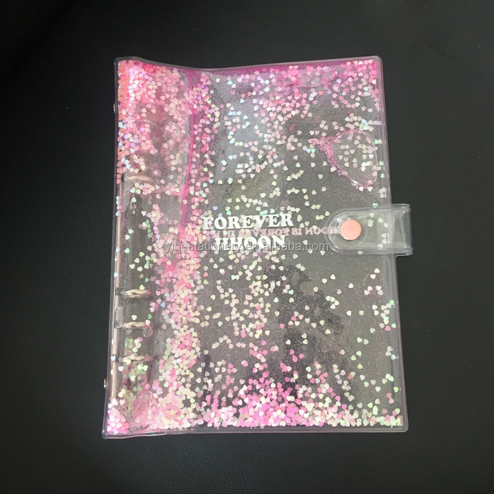 Transparent Pvc Book Cover Plastic Filler Diary Cover Floating Sequins