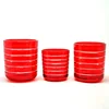 Christmas Gift Votive Red Candle Holder Glass Tumbler Container set of 3