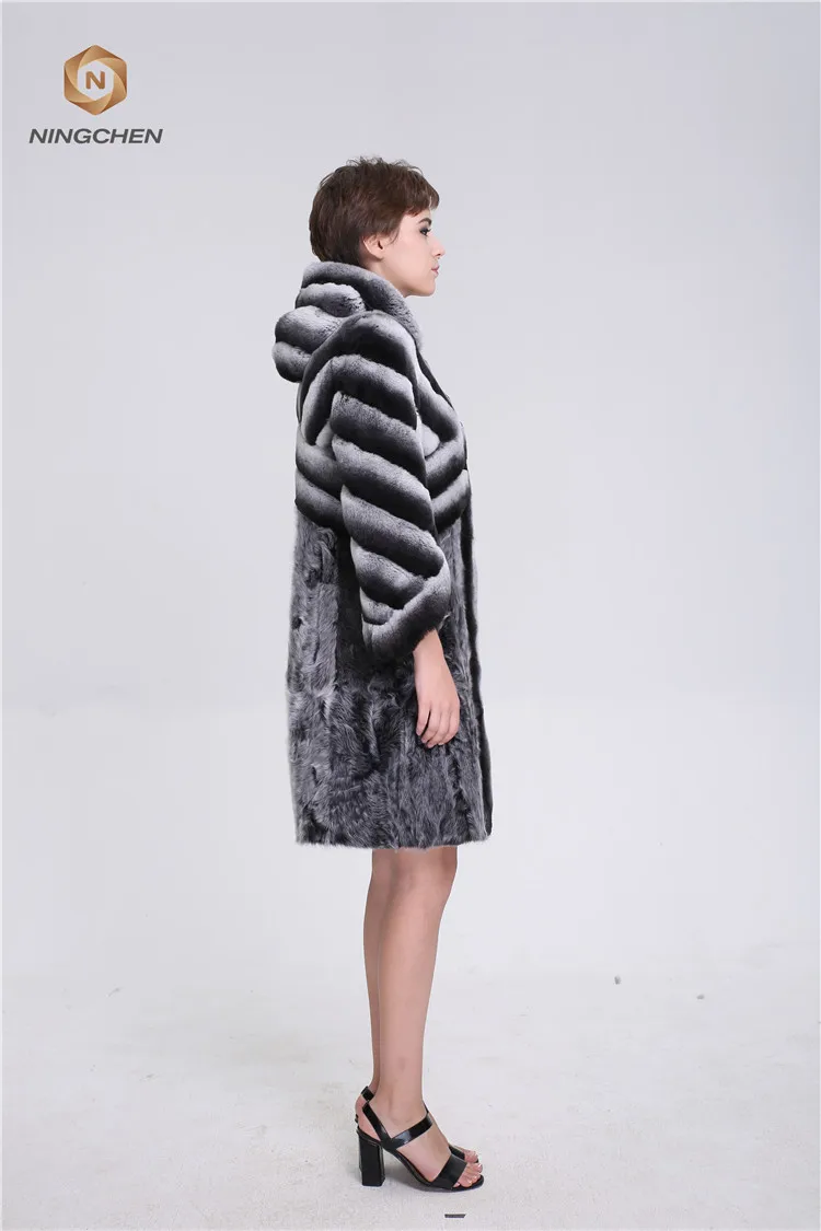 China Wholesale Fashion Womwinter Coats Knitted Dyed Rabbit Fur Jacket