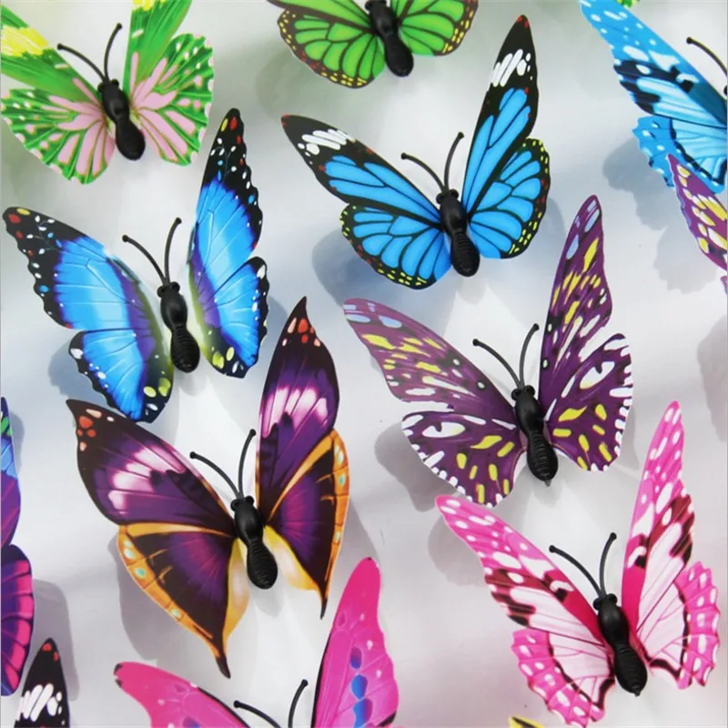 Unionpromo colorful plastic pvc 3d butterfly wall decor
