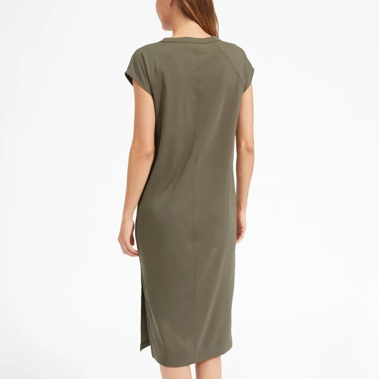 Ladies Blank Tshirt Dress Sideslit Maxi T Shirt Dress Plain Cotton