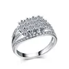 CAOSHI Fashion Trend Platinum Plated Three Rows of Round Zircon Unique Design Ring Female Wedding