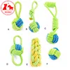 Pet Supply Dog Toys Dogs Chew Teeth Clean Outdoor Training Fun Playing Green Rope Ball Toy For Large Small Dog Cat