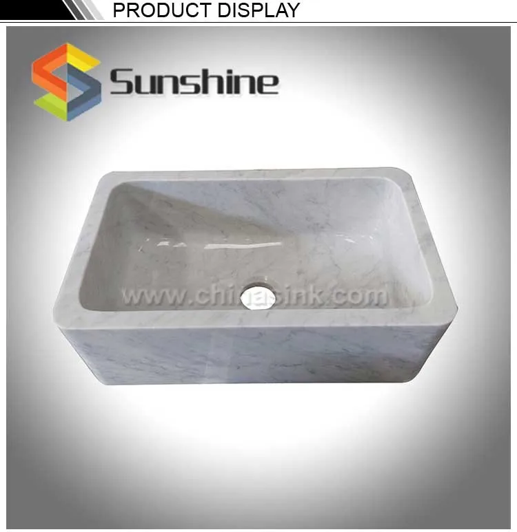 White Carrara Marble Plain Apron Front Kitchen Sink